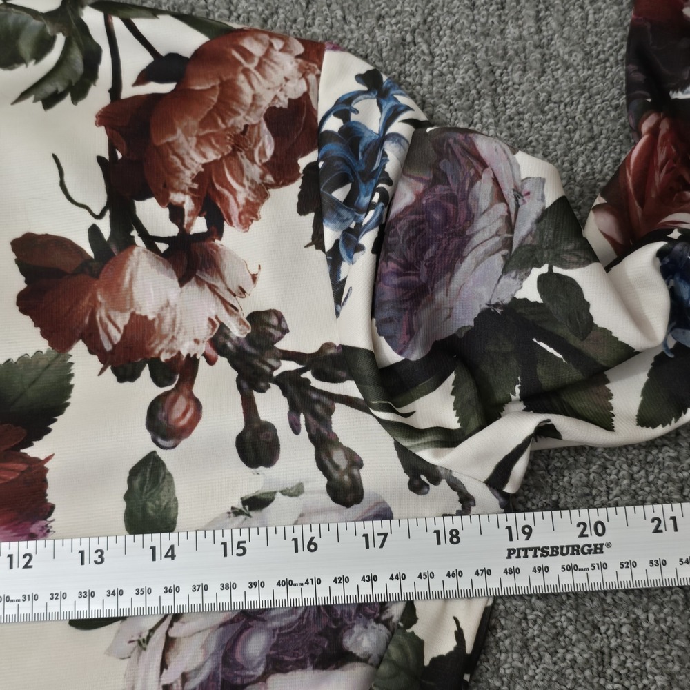 Anne Klein NWT Floral Midi Dress M Mock Neck Long Sleeve Belted Pink Ivory - Picture 7 of 8